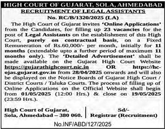 Gujarat High Court Recruitment 2025